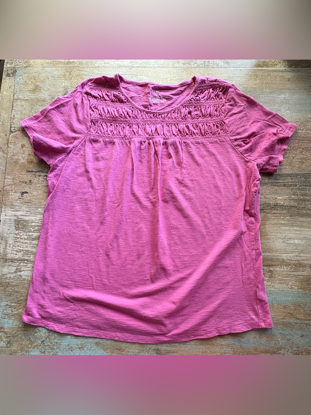Talbots Smocked-Neck Short-Sleeve Tee